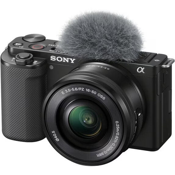 Sony ZV-E10 Mirrorless Camera with 16–50mm lens, 64GB SD card & built-in Wi-Fi